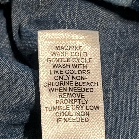 Patchwork Two-Tone Denim Smock Shirt Dress Tunic 3/4 Sleeve Flounce Hem Pockets - Picture 11 of 12